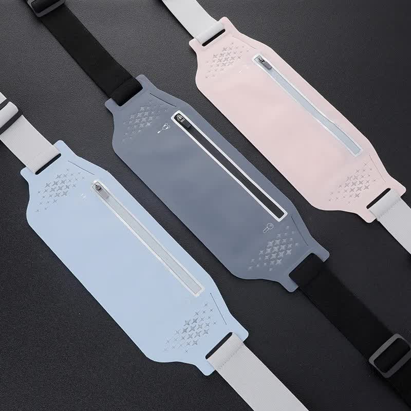 2 Pcs Light Blue Lightweight Women's Running Waist Bag - Splash-Proof Fitness Belt with Stretchable Phone Storage 7