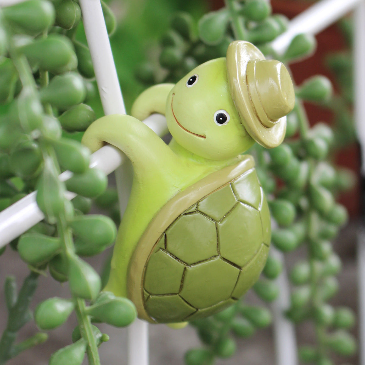 2 Pcs Green Cute Resin Turtle Pot Hanger - Garden Planter Pal Figurine Decoration 7