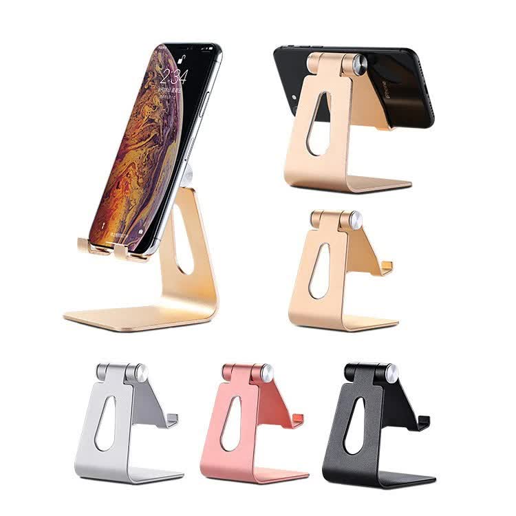 2 Pcs Gold Foldable Aluminum Alloy Phone & Tablet Stand - Adjustable Portable Desktop Holder 3