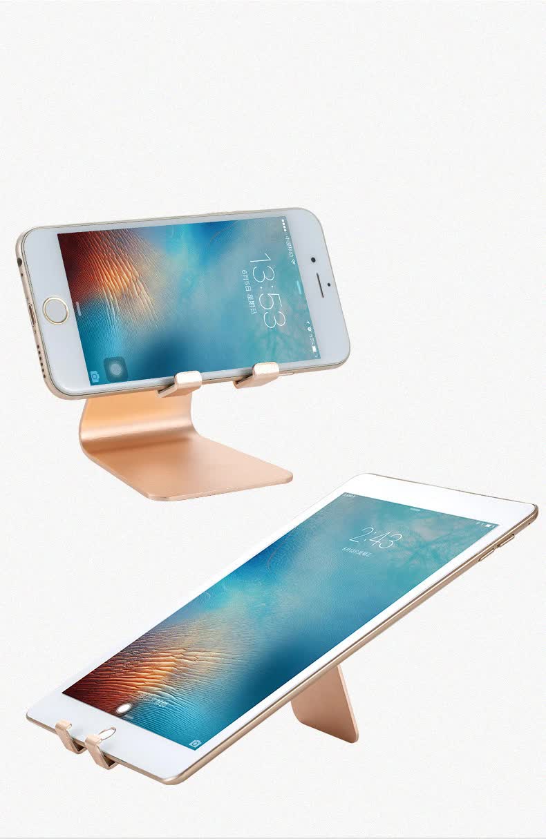 2 Pcs Gold Foldable Aluminum Alloy Phone & Tablet Stand - Adjustable Portable Desktop Holder 7