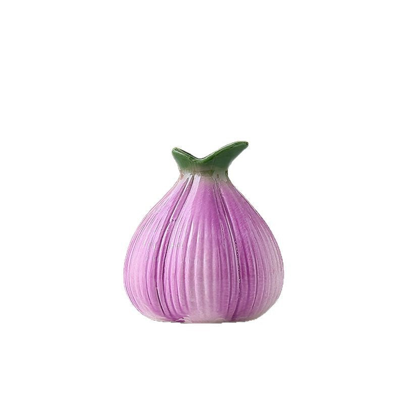 2 Pcs Creative Onion-Shaped Ceramic Vase for Hydroponic Plants - Cute INS Style Floral Decor for Living Room or Office(1 purple + 1 white) 5