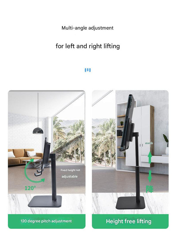Rose Gold Adjustable Aluminum Alloy Phone and Tablet Stand - Telescopic Desktop Holder for Live Streaming and Hands-Free Use 4