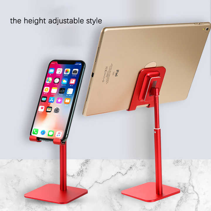 Grey Adjustable Aluminum Alloy Phone and Tablet Stand - Telescopic Desktop Holder for Live Streaming and Hands-Free Use 3
