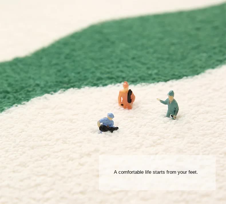 2 Pcs Light Green And White Foot-Shaped Plush Bath Mat - Non-Slip Absorbent Bathroom Rug for Bedroom and Doorway (50x80cm) 7