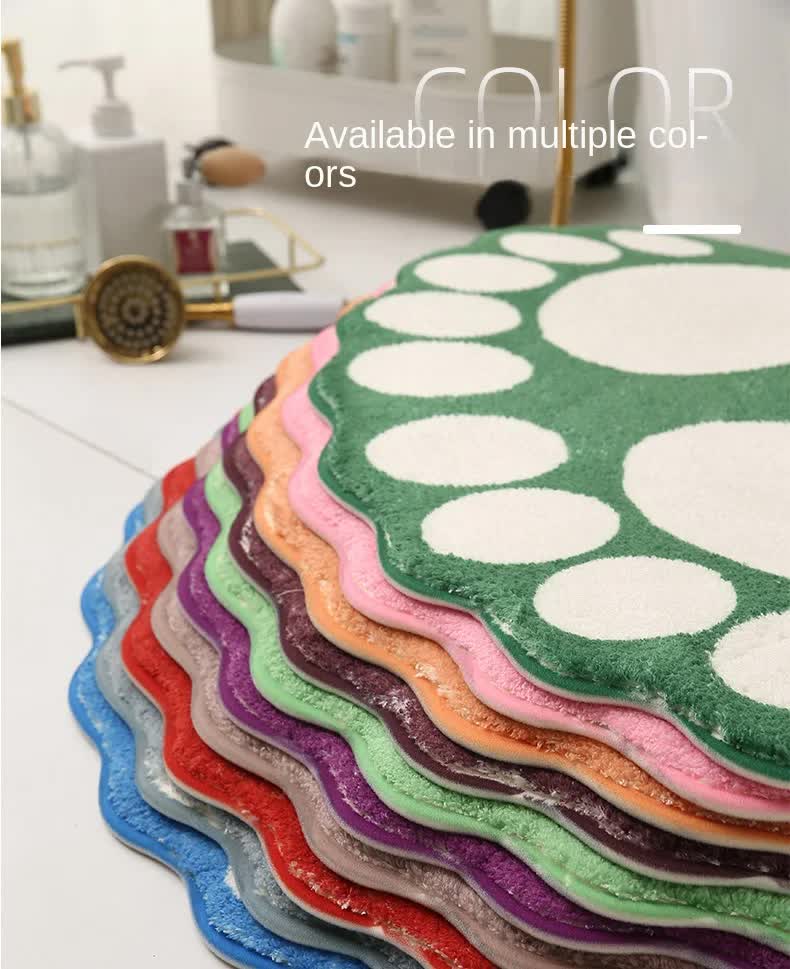 2 Pcs Purple And White Foot-Shaped Plush Bath Mat - Non-Slip Absorbent Bathroom Rug for Bedroom and Doorway (50x80cm) 5