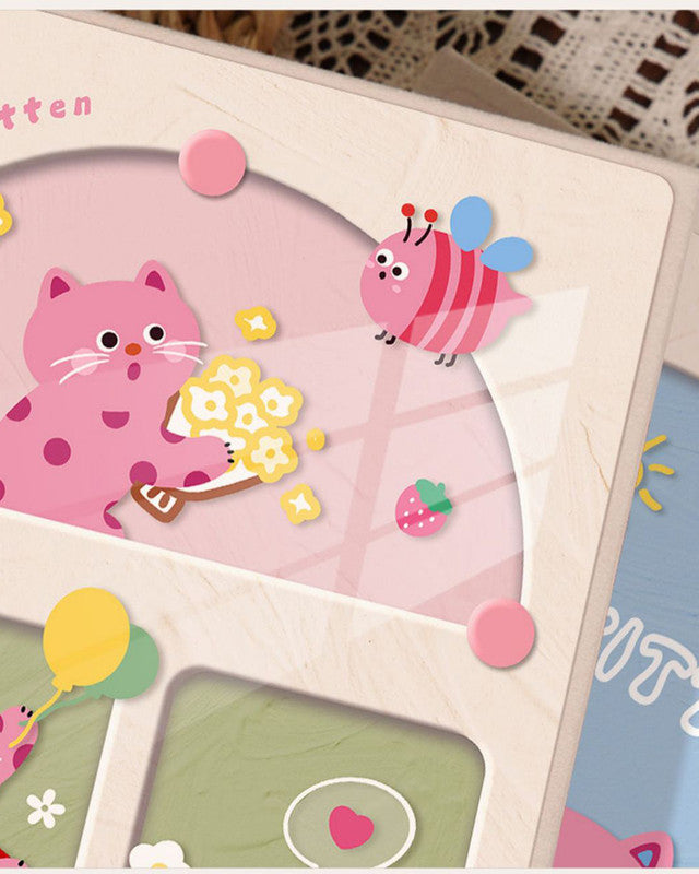 Cover 2 Colorful 7-Inch 100-Photo Cartoon Cat Album - Large Capacity Family Photo Storage Book with Suede and Crystal Cover