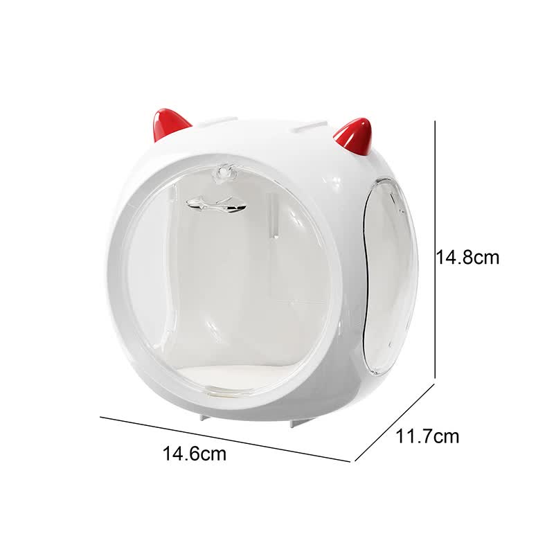 Beige And Red Horn Acrylic Blind Box Display Case - Transparent Dustproof Storage for Figures and Collectibles(The model is a shooting prop and is not included) 4