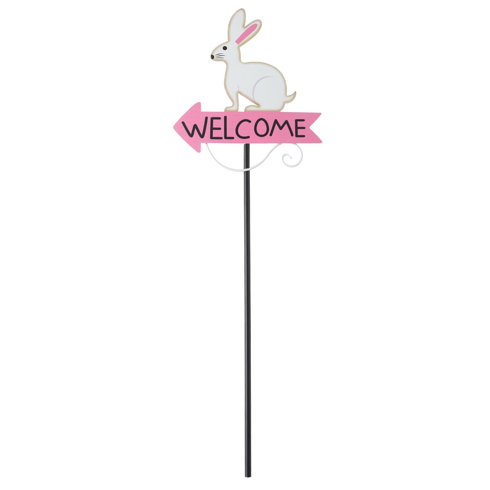 White Rabbit Pattern Charming Metal Garden Stakes | Welcome Yard & Lawn Decor