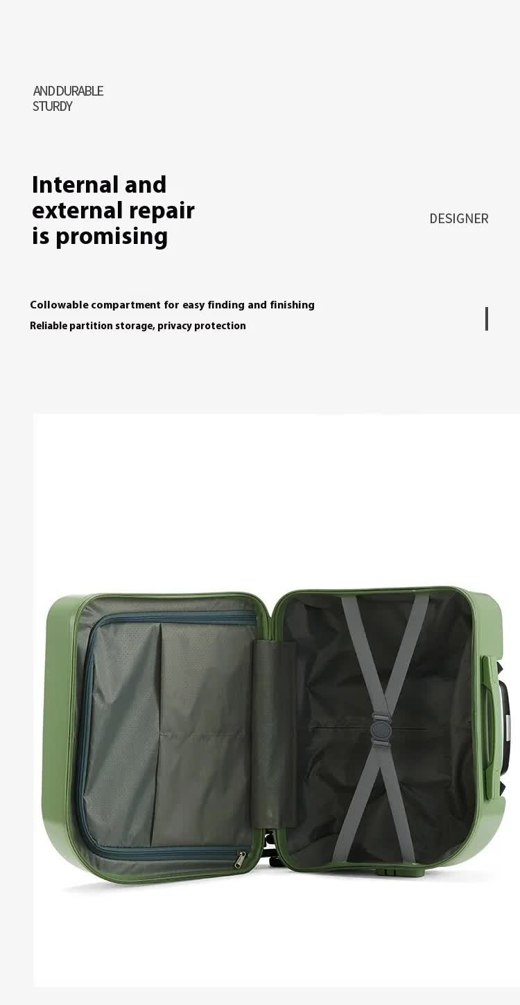 Green Compact 18-Inch Carry-On Suitcase | Lightweight ABS Hardside Spinner Luggage 8