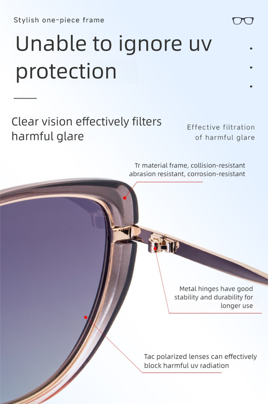 Black Frame Chic Cat Eye Polarized Sunglasses for Women - Lightweight UV Protection Fashion Eyewear 7