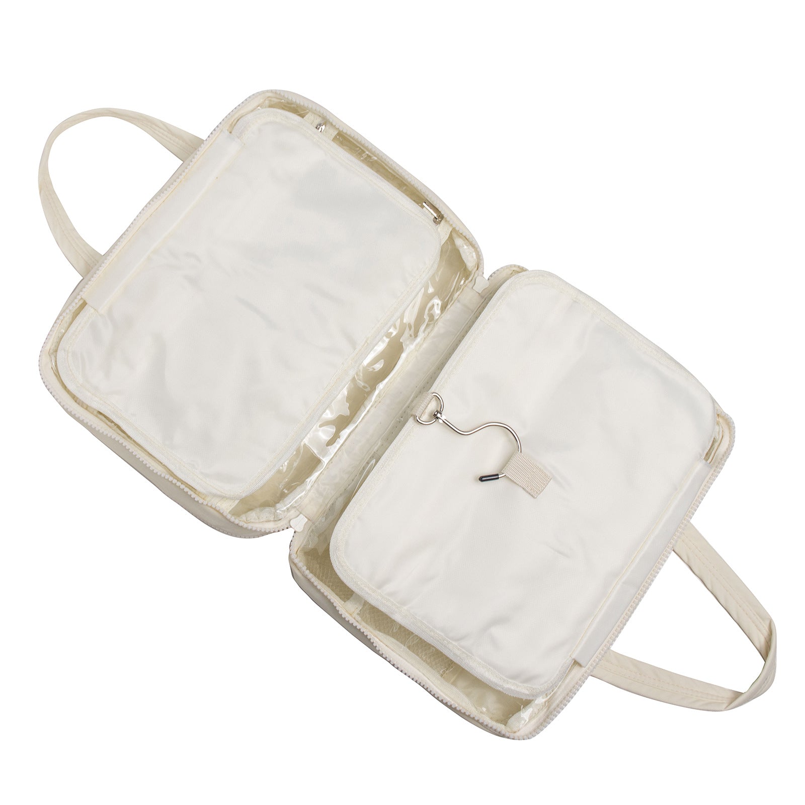 Size L Beige Quilted Hanging Toiletry Bag with Jewelry Organizer - Travel Cosmetic Case(31*12*23) 5