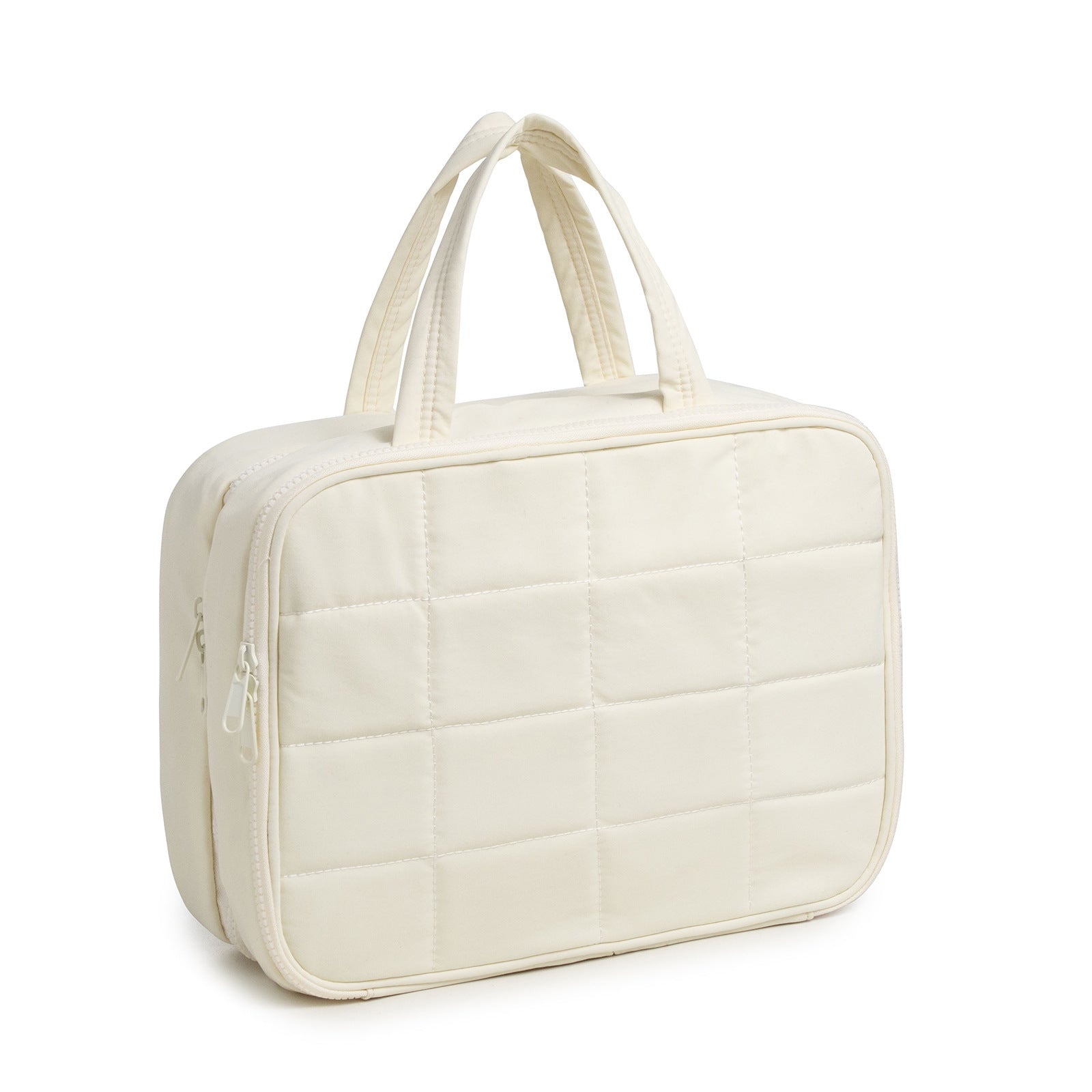 Size L Beige Quilted Hanging Toiletry Bag with Jewelry Organizer - Travel Cosmetic Case(31*12*23) 8
