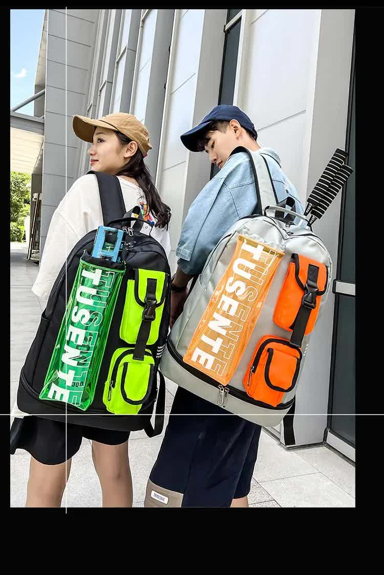 Green And Black Stylish Sports Backpack with Contrast Pockets - Unisex Gym Bag for Badminton & Tennis 8