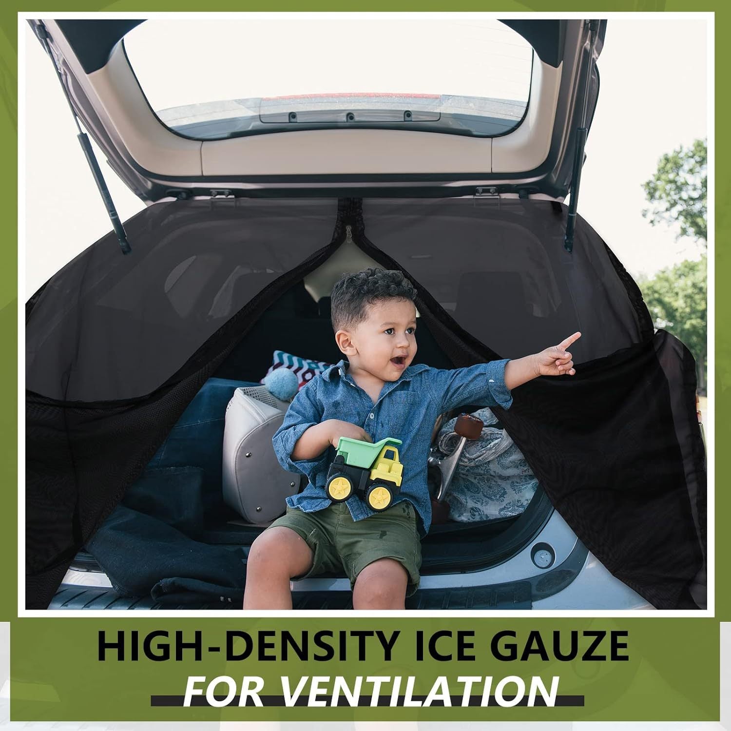 Size L Black Magnetic Car Window Sun Shade Screens & SUV Tailgate Mosquito Net Set - Breathable Bug Protection 5