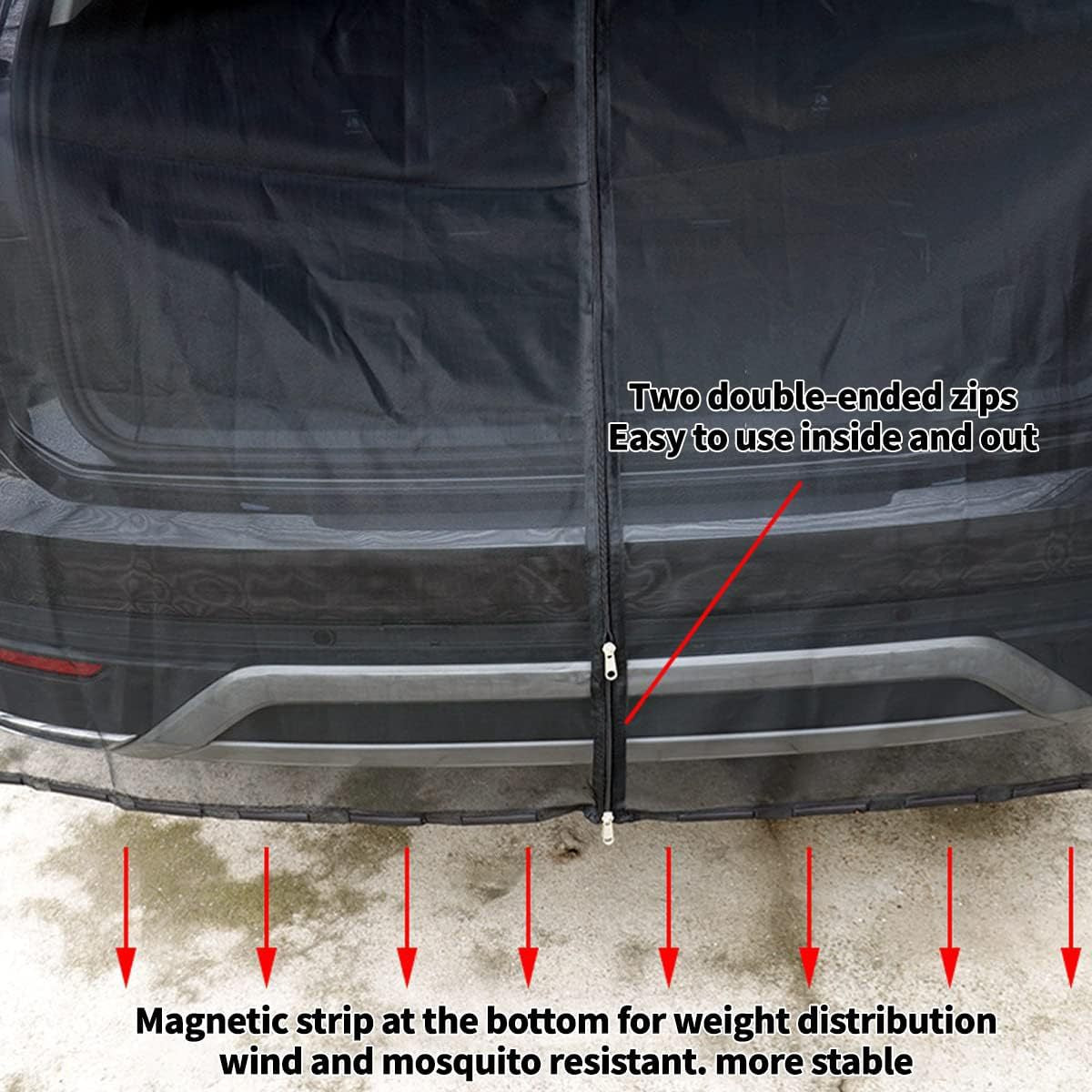 Size M Black Tailgate Mosquito Net Screen - Magnetic Bug Protection for Boot Opening 9