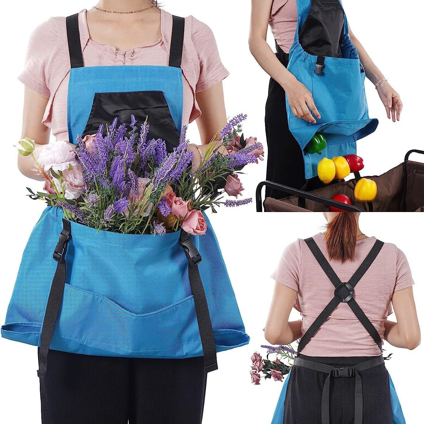 Grey Garden Harvesting Apron - Waterproof Oxford Cloth with Quick Release Pouch 4