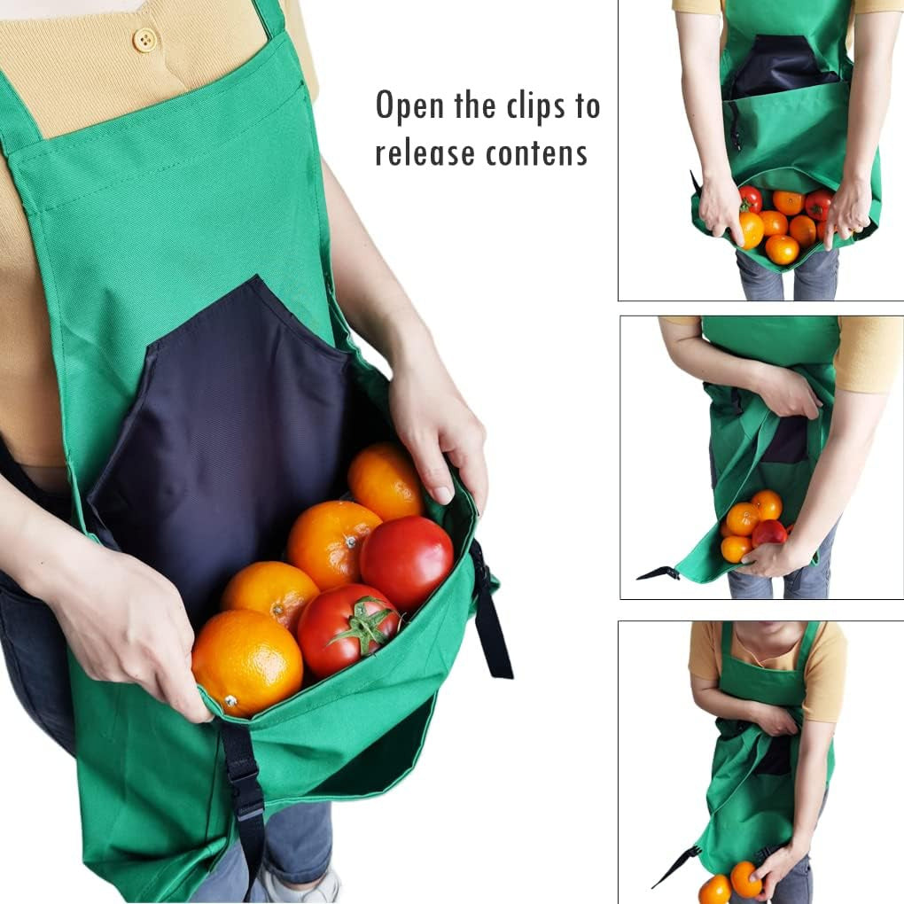 Grey Garden Harvesting Apron - Waterproof Oxford Cloth with Quick Release Pouch 6