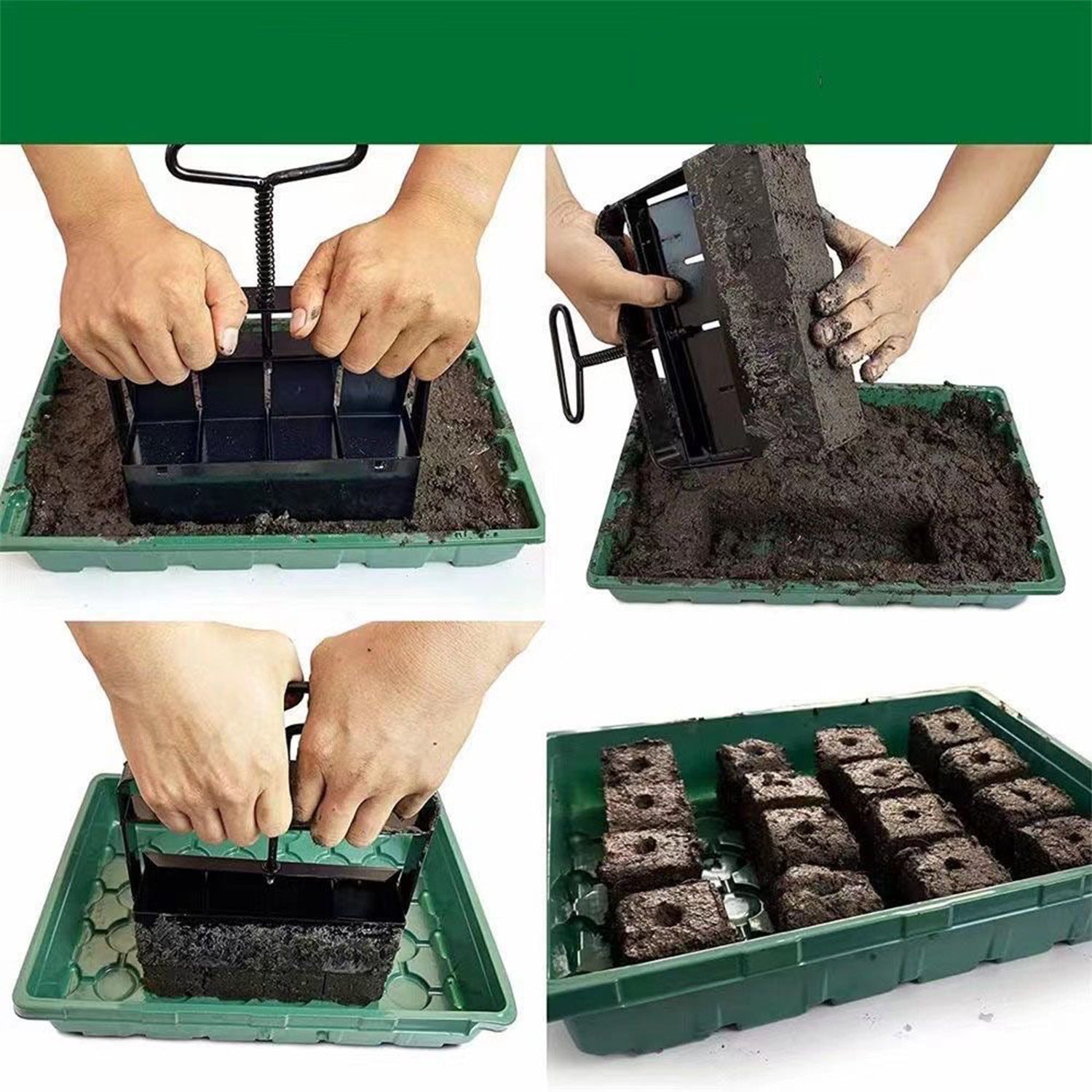 Black Manual Soil Blocker Tool - 5 x 5cm Block Maker for Seed Starting 5