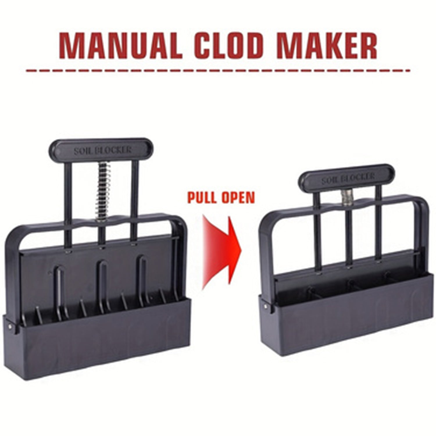 Black Manual Soil Blocker Tool - 5 x 5cm Block Maker for Seed Starting 6