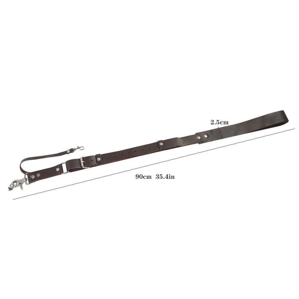 Black Adjustable Genuine Leather Camera Strap - Crossbody Shoulder Sling for DSLR/SLR(The camera is a prop and is not included) 3