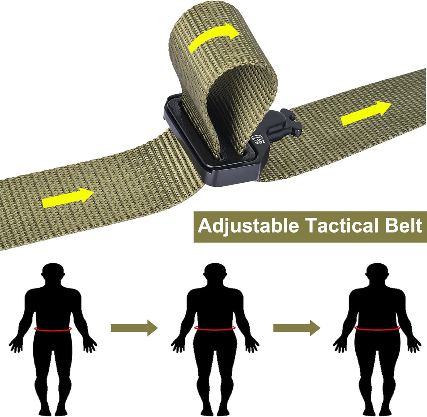 Black Adjustable Tactical Battle Belt Set - Padded MOLLE Outer & Nylon Inner Belt 7