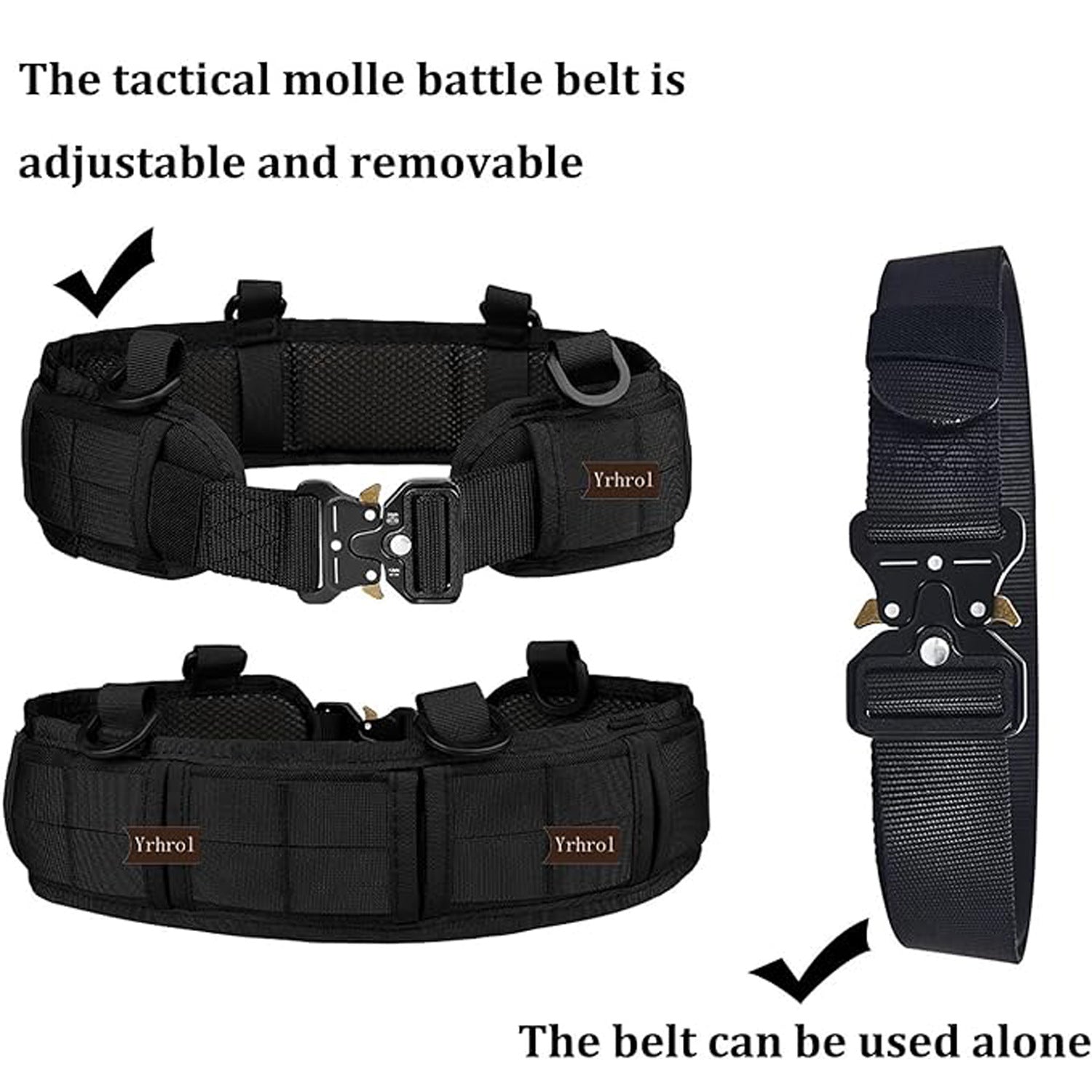 Green Adjustable Tactical Battle Belt Set - Padded MOLLE Outer & Nylon Inner Belt 5