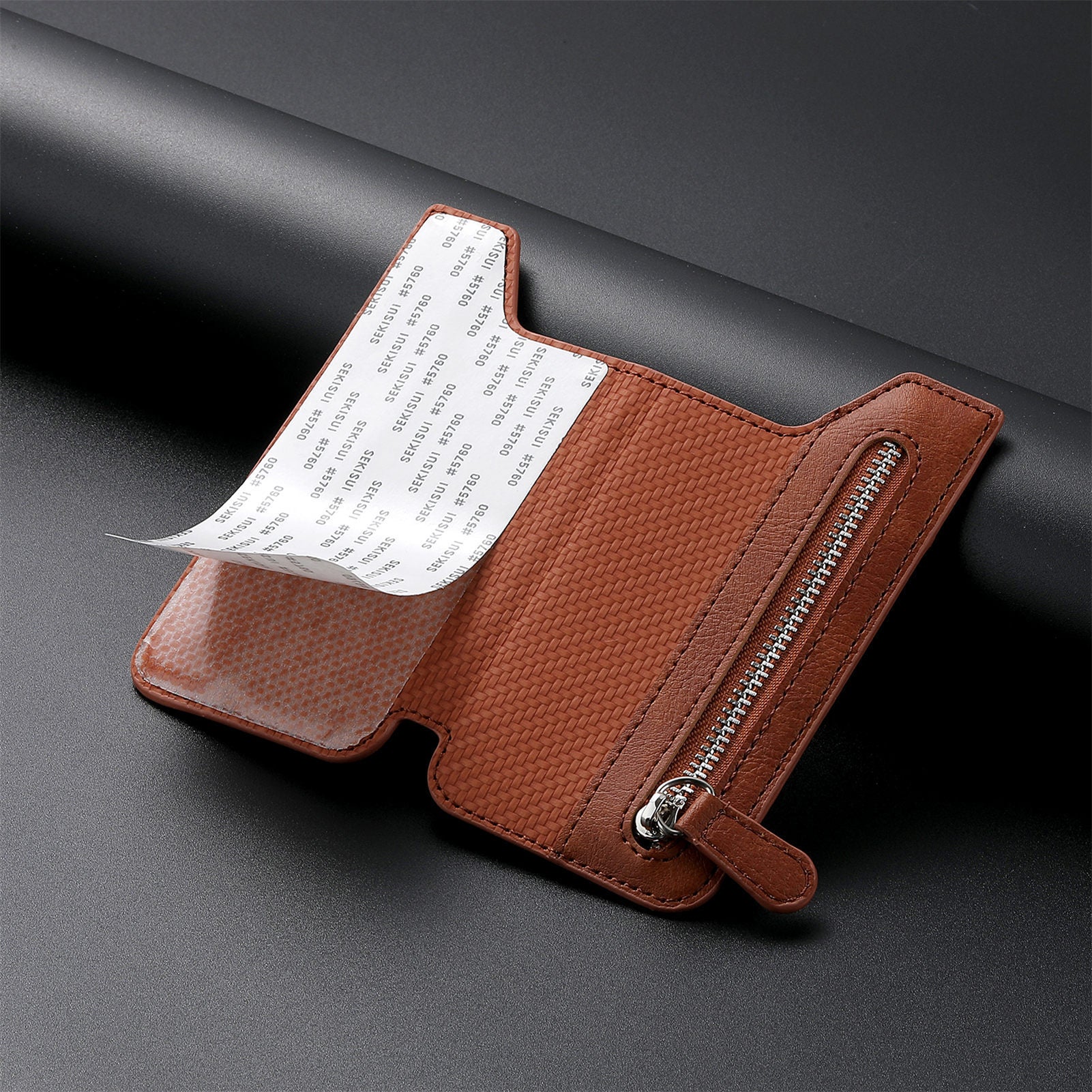 2 Pcs Green Multifunction Stick-On Phone Wallet - PU Leather Card Holder with Zipper & Flip Cover 9
