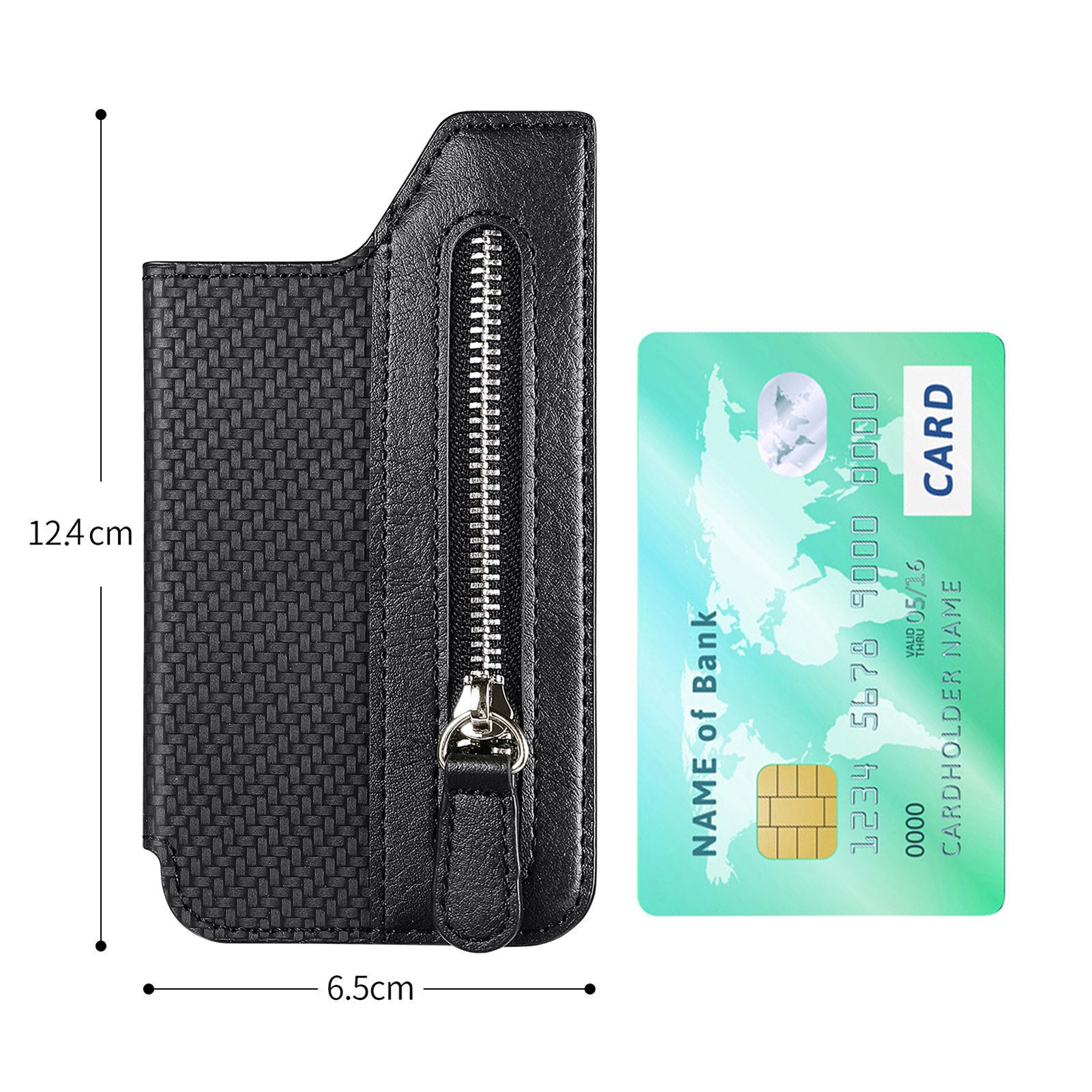 2 Pcs Brown Multifunction Stick-On Phone Wallet - PU Leather Card Holder with Zipper & Flip Cover 3
