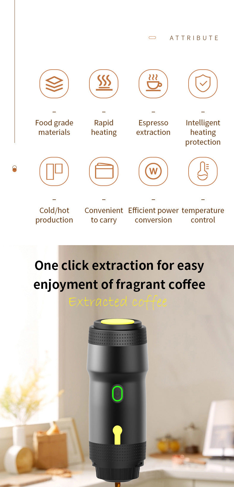 Black 3-in-1 Portable Electric Espresso Maker - Rechargeable Travel Coffee Machine for Capsules & Ground Coffee 3