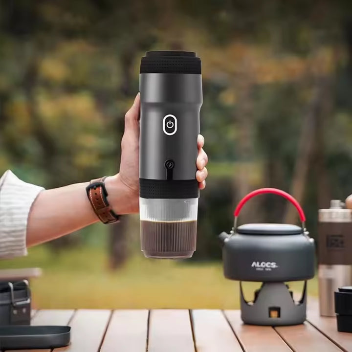 Black 3-in-1 Portable Electric Espresso Maker - Rechargeable Travel Coffee Machine for Capsules & Ground Coffee 7