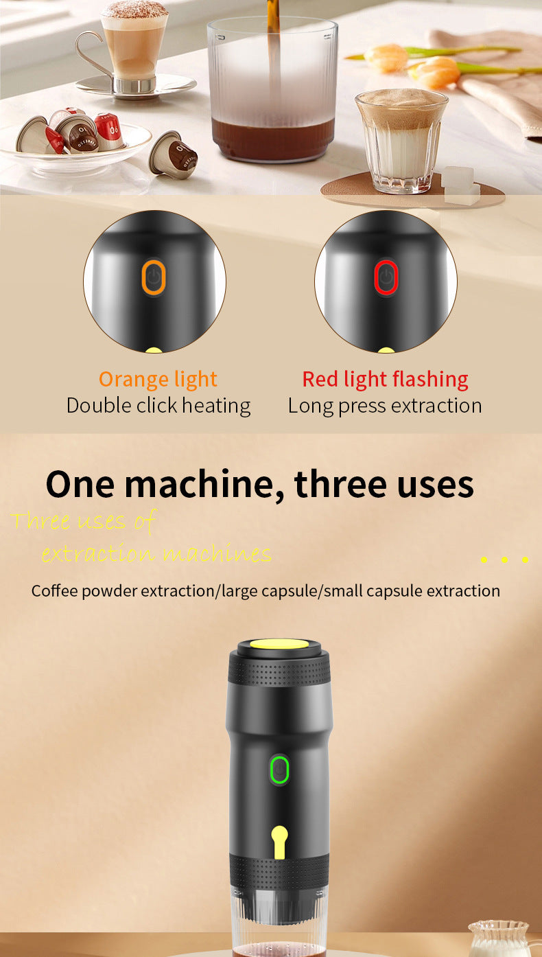 White 3-in-1 Portable Electric Espresso Maker - Rechargeable Travel Coffee Machine for Capsules & Ground Coffee 4