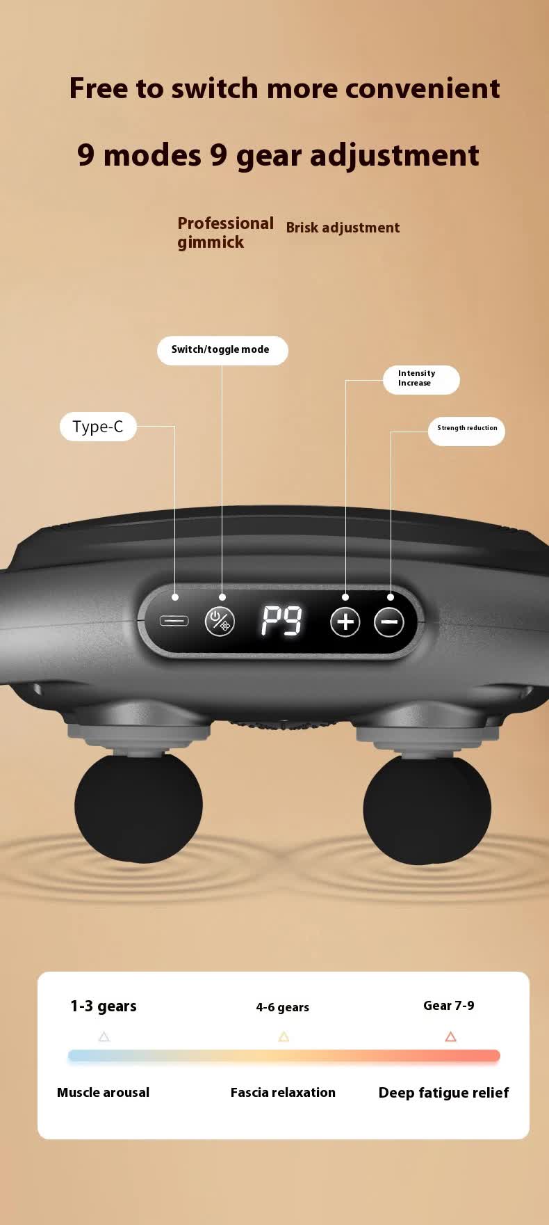Dark Grey Advanced 6-Head Percussion Massager with Heat - Rechargeable Deep Tissue Muscle Relief Gun 4