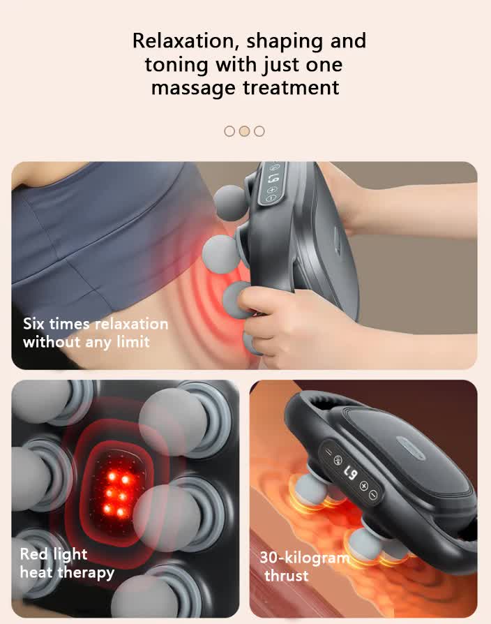 Dark Grey Advanced 6-Head Percussion Massager with Heat - Rechargeable Deep Tissue Muscle Relief Gun 5