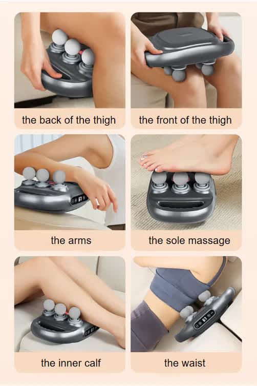 White Advanced 6-Head Percussion Massager with Heat - Rechargeable Deep Tissue Muscle Relief Gun 6