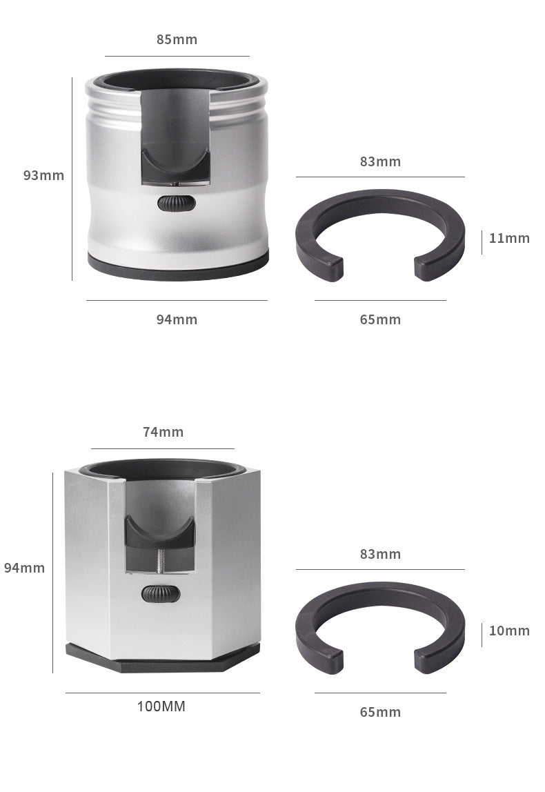 Dark Grey Round Professional Aluminum Espresso Tamping Station - Adjustable Portafilter Holder Stand 3