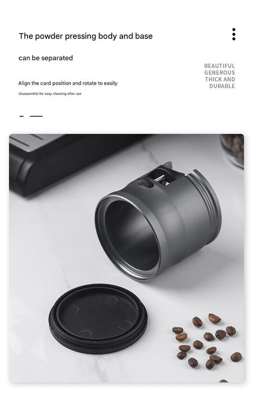 Dark Grey Round Professional Aluminum Espresso Tamping Station - Adjustable Portafilter Holder Stand 8