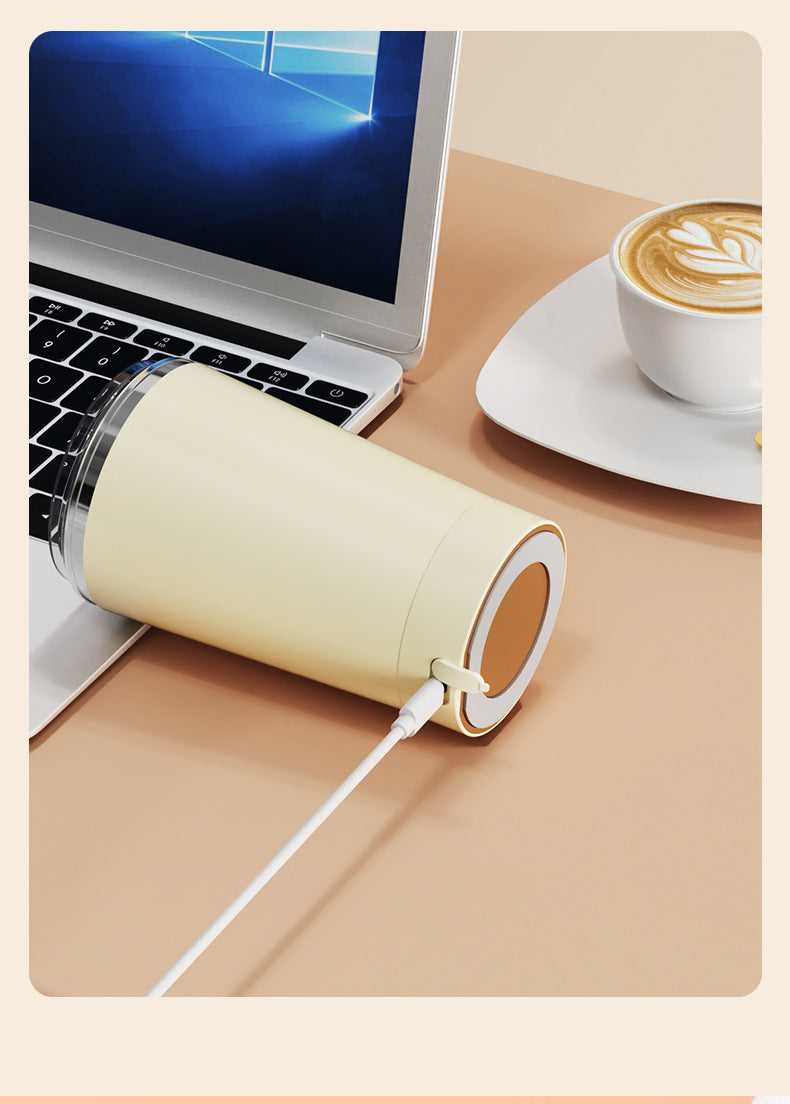 Light Blue 316 Stainless Steel Rechargeable Electric Self-Stirring Mug - 420ml Automatic Mixing Cup with Magnetic Rotor 8