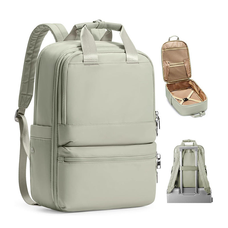 Green Large Capacity Travel Laptop Backpack - Sleek Business Shoulder Bag with Padded Compartment