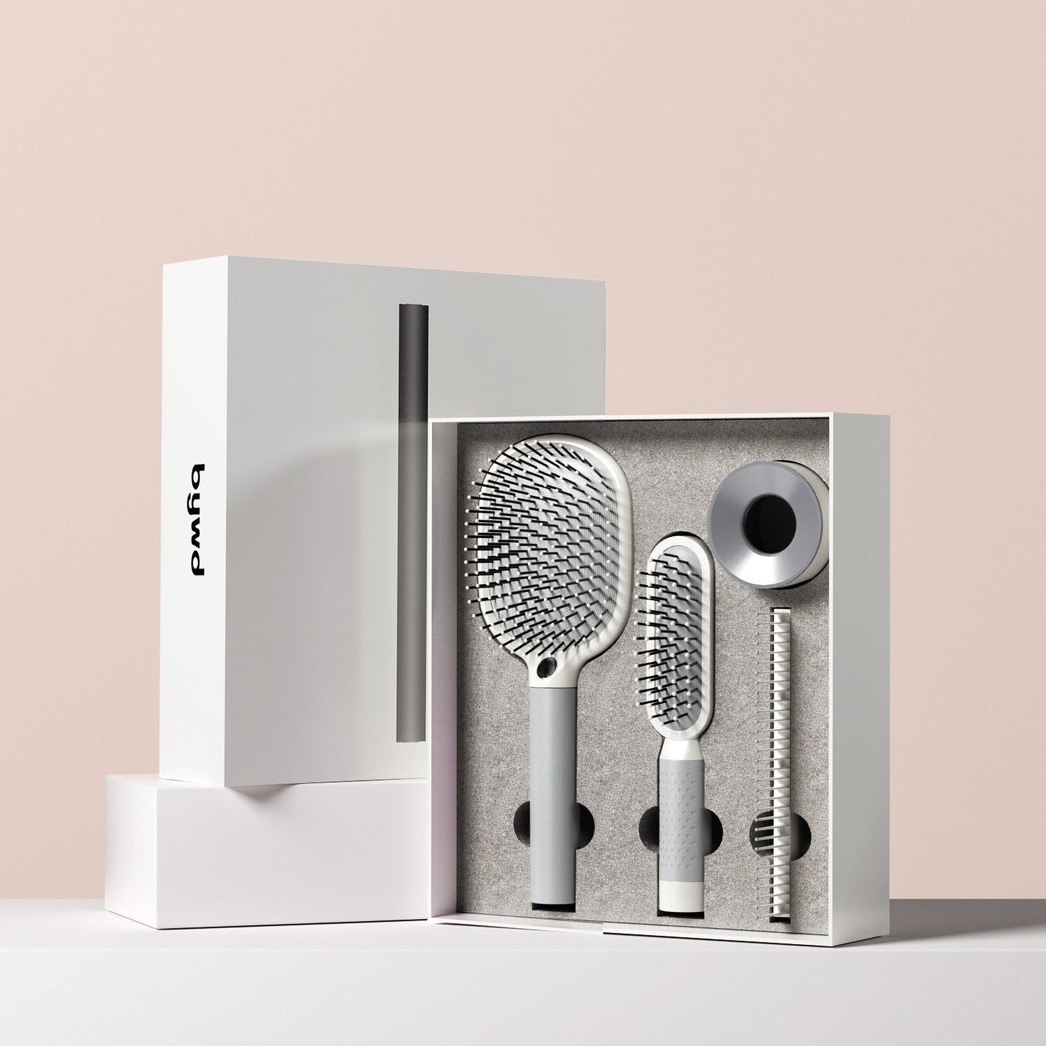 Dazzling White 4-Piece Set Women's Air Cushion Comb for Long Hair Anti-Static Detangling Massage Scalp Comb Portable Fluffy Styling Brush