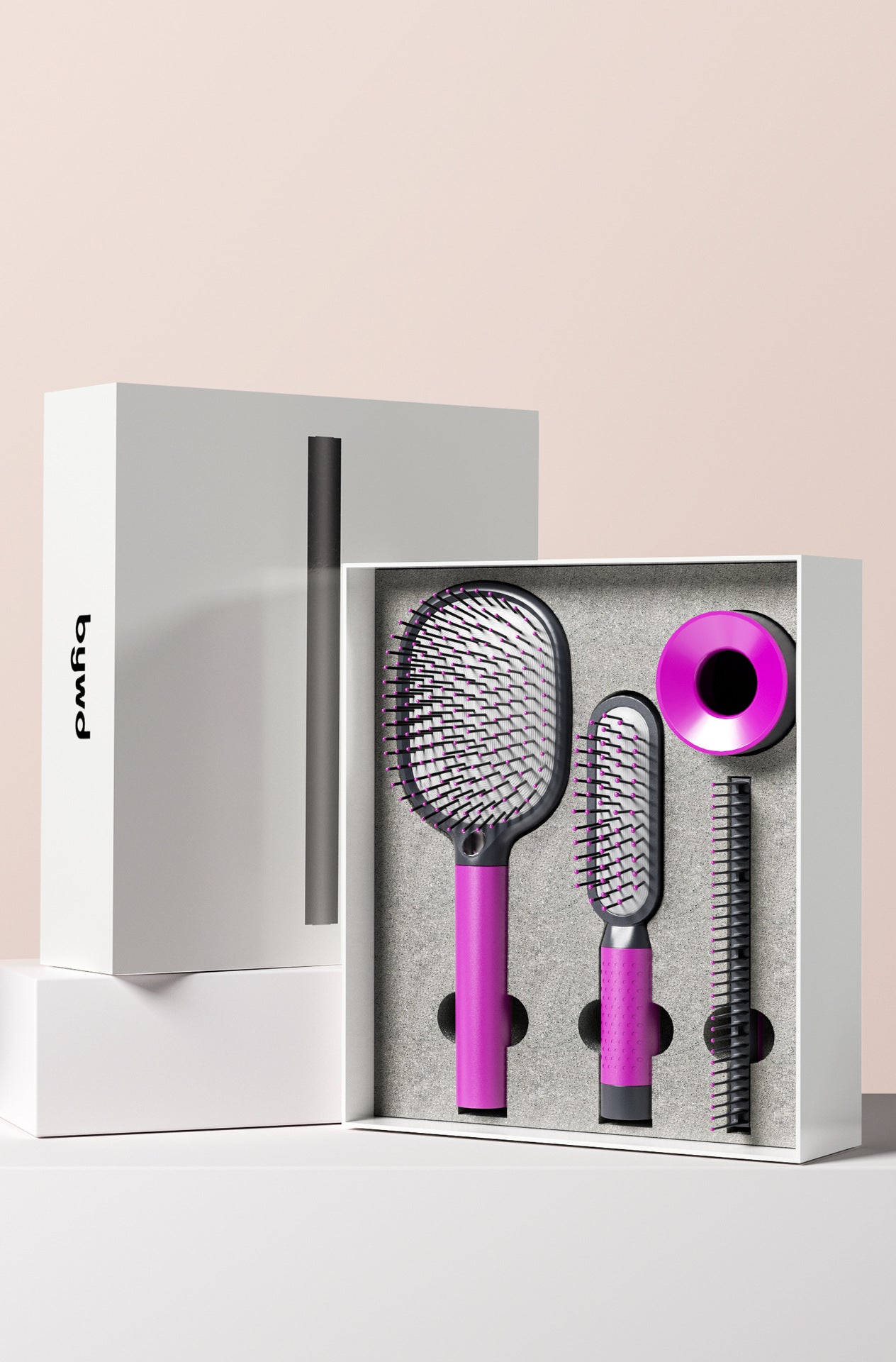Rose Red 4-Piece Set Women's Air Cushion Comb for Long Hair Anti-Static Detangling Massage Scalp Comb Portable Fluffy Styling Brush