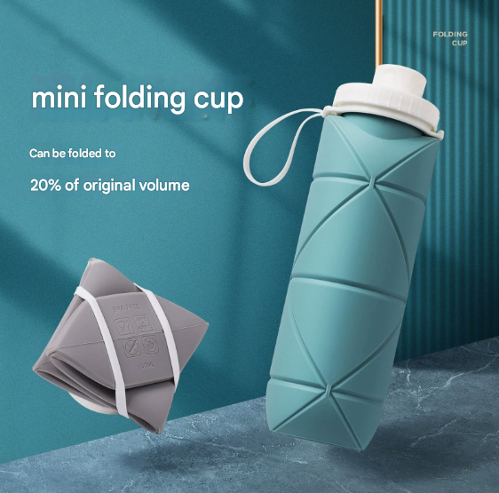 Blue-purple Portable Silicone Collapsible Water Bottle - Foldable Sports Cup for Cycling and Outdoor Fitness 4