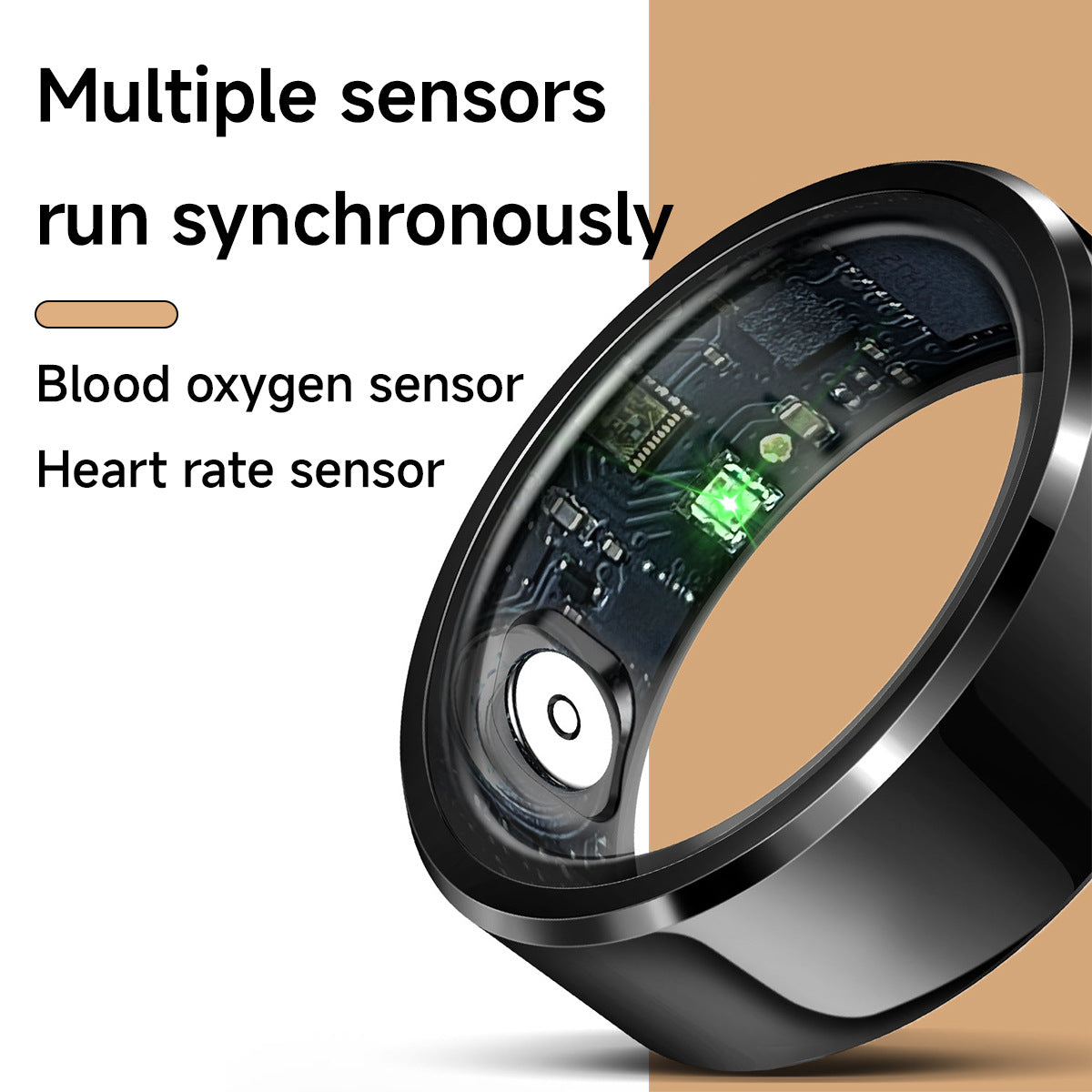 Black Round 0.77inch Smart Ring with Heart Rate and Sleep Tracking - IP68 Waterproof Fitness Tracker with Step Counter 4
