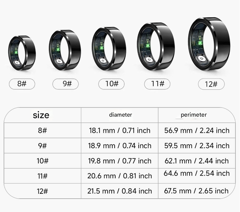 Black Round 0.77inch Smart Ring with Heart Rate and Sleep Tracking - IP68 Waterproof Fitness Tracker with Step Counter 6