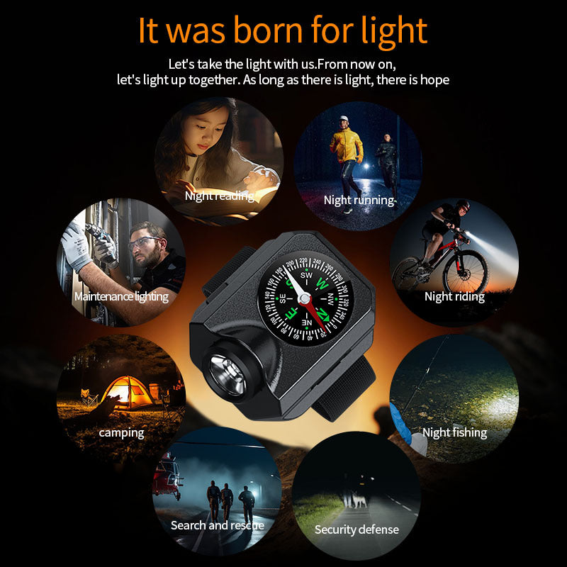 XPG Wrist Light for Outdoor Camping - Rechargeable LED Running Light with Compass and Watch for Survival and Adventure 5