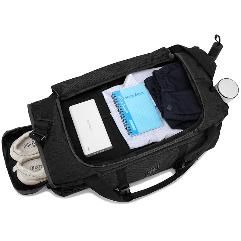 Black Dry Wet Separation Gym Bag - Yoga Fitness Travel Duffel - Shoe Compartment 3