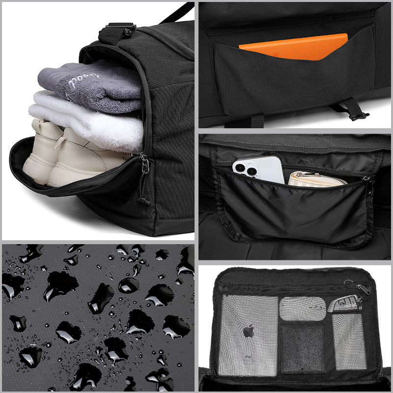Grey Dry Wet Separation Gym Bag - Yoga Fitness Travel Duffel - Shoe Compartment 7