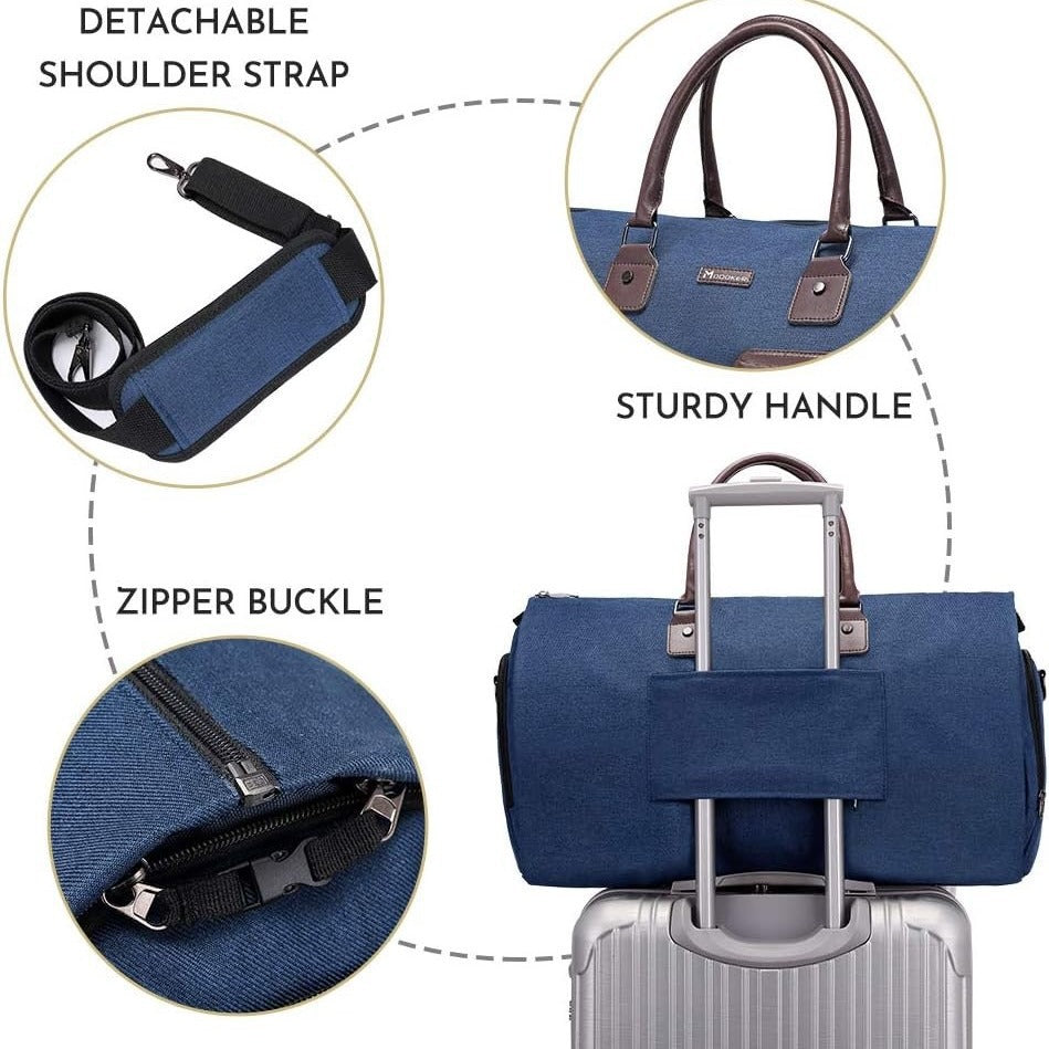 Dark Blue 45L Garment Duffel Bag - Men's Travel Suit Bag - Carry On Weekender 4