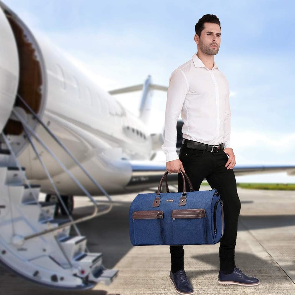 Dark Blue 45L Garment Duffel Bag - Men's Travel Suit Bag - Carry On Weekender 5