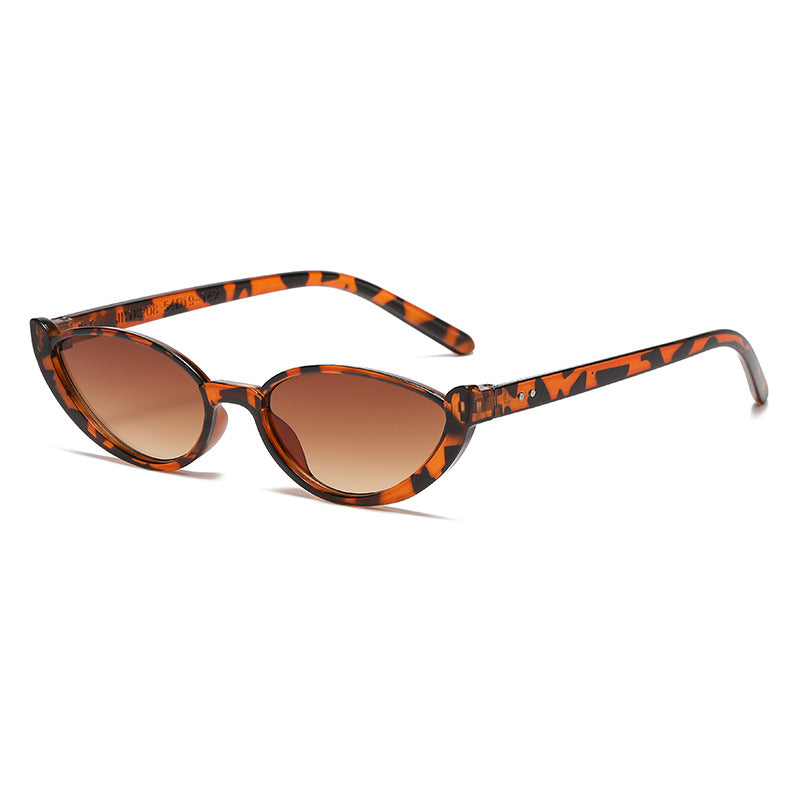 Leopard Print Tea Chips 2PCS Fashionable Cat-Eye Sunglasses for Women - Retro INS Style UV Protection Shades