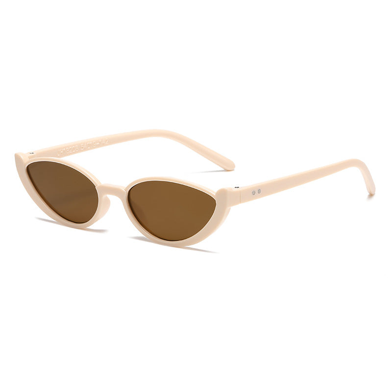Rice White Tea Tablet 2PCS Fashionable Cat-Eye Sunglasses for Women - Retro INS Style UV Protection Shades